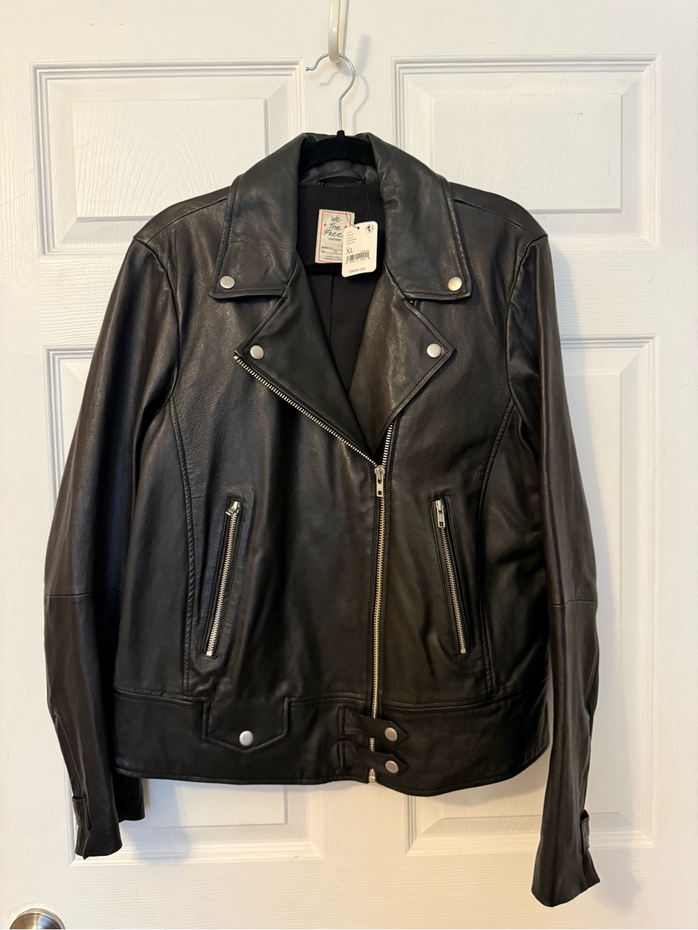 Free People We The Free Black Leather Moto Jacket